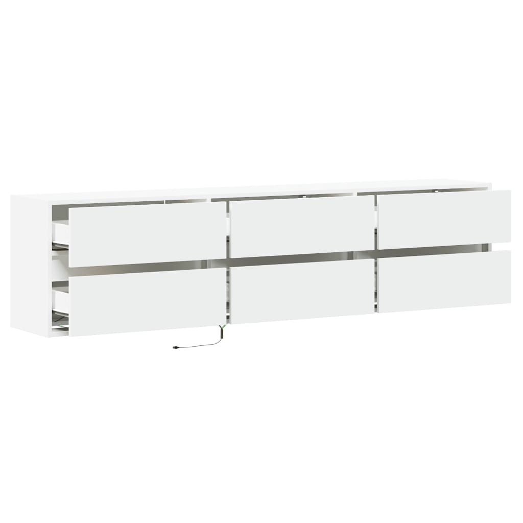 TV-Møbel Hvit TV-benk med LED 180x31x45 cm