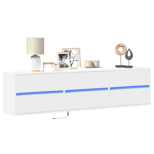 TV-Møbel Hvit TV-benk med LED 180x31x45 cm