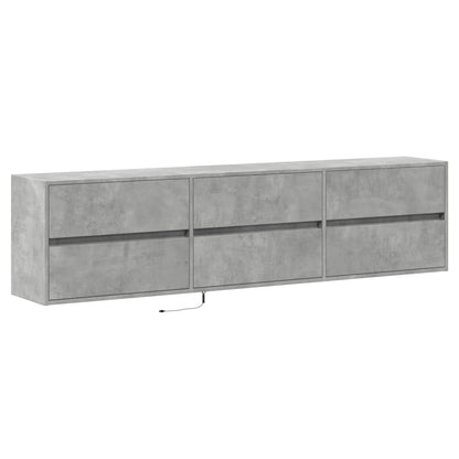 TV-Møbel Betonggrå TV-benk med LED-lys 180x31x45 cm