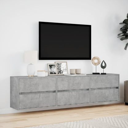 TV-Møbel Betonggrå TV-benk med LED-lys 180x31x45 cm