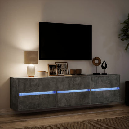 TV-Møbel Betonggrå TV-benk med LED-lys 180x31x45 cm