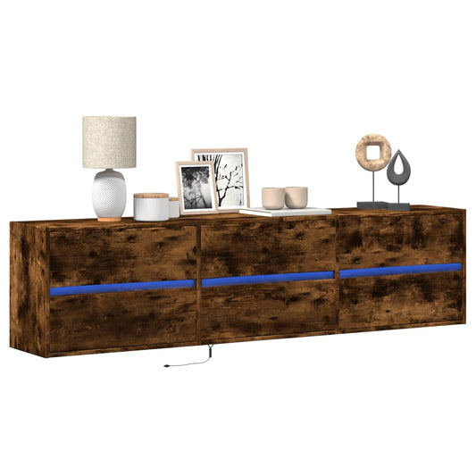 TV-Møbel Røkt EikTV-benk med LED 180x31x45 cm