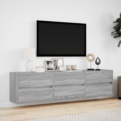 TV-Møbel Sonoma Grå TV-benk med LED 180x31x45 cm