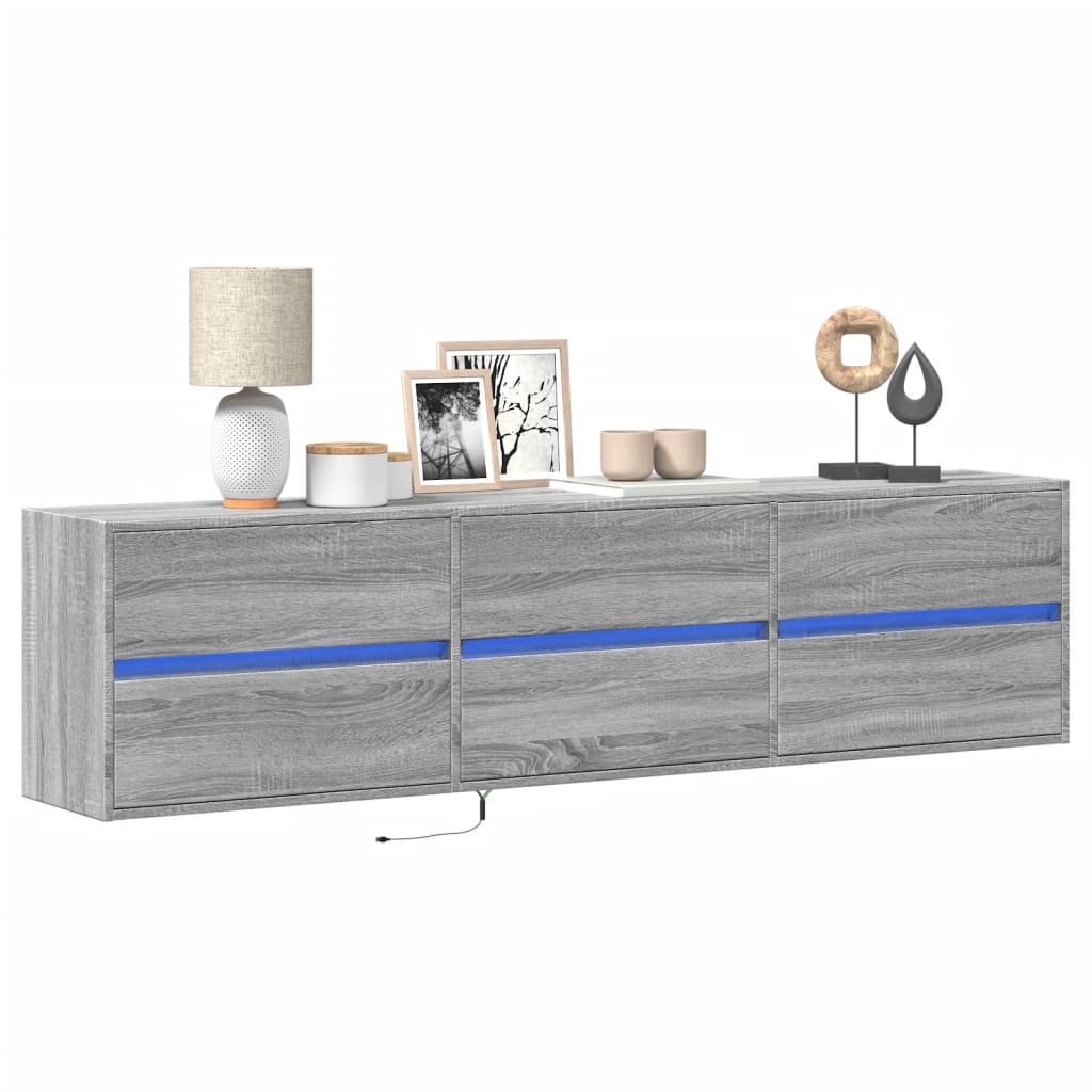 TV-Møbel Sonoma Grå TV-benk med LED 180x31x45 cm