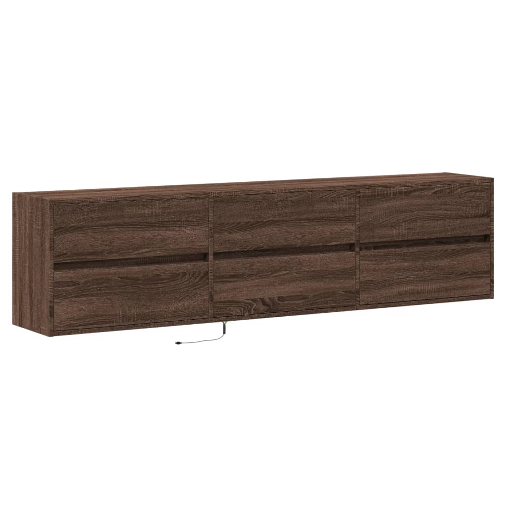 TV-Møbel Brun Eik TV-Veggskap med LED 180x31x45 cm