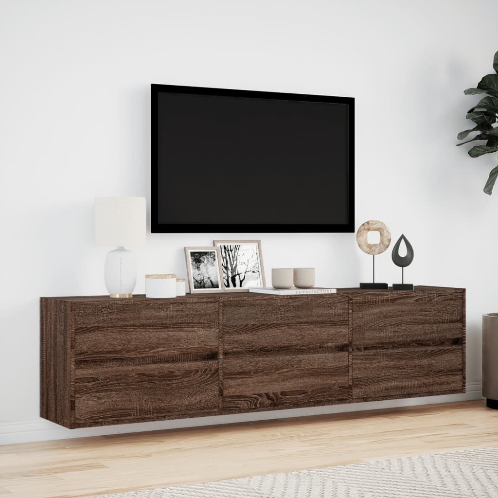 TV-Møbel Brun Eik TV-Veggskap med LED 180x31x45 cm