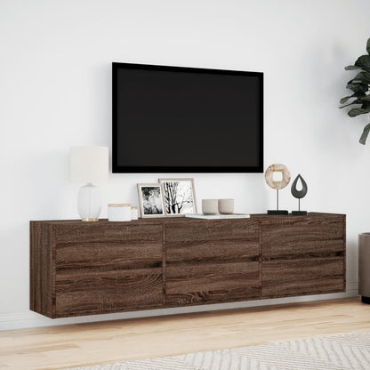 TV-Møbel Brun Eik TV-Veggskap med LED 180x31x45 cm