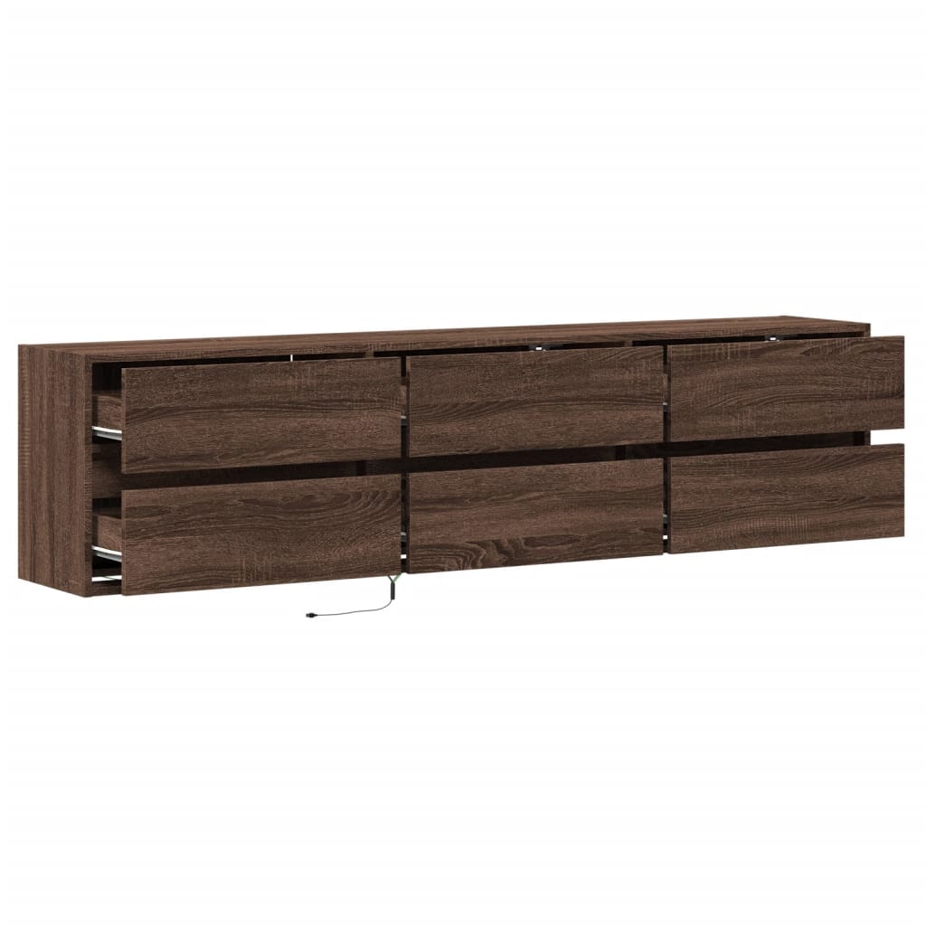 TV-Møbel Brun Eik TV-Veggskap med LED 180x31x45 cm