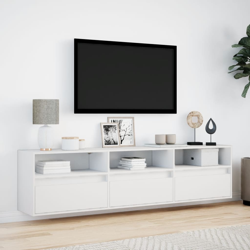 TV-Møbel Hvit TV-benk med LED 180x31x45 cm