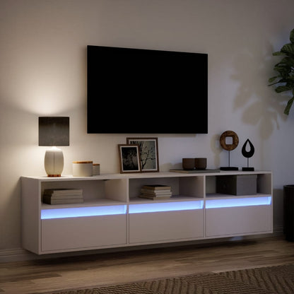 TV-Møbel Hvit TV-benk med LED 180x31x45 cm