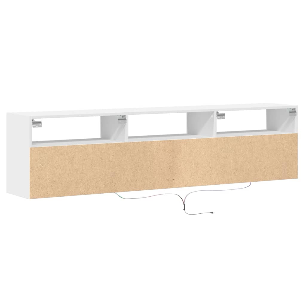 TV-Møbel Hvit TV-benk med LED 180x31x45 cm