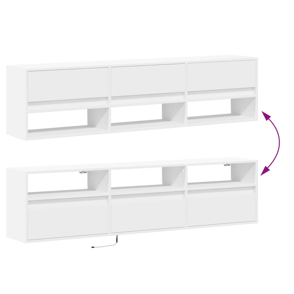 TV-Møbel Hvit TV-benk med LED 180x31x45 cm