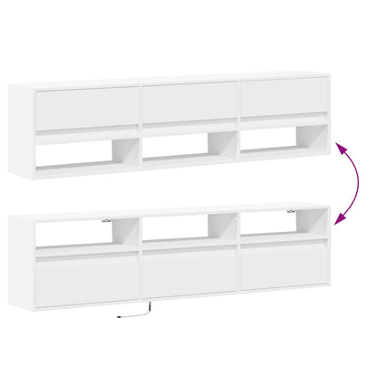 TV-Møbel Hvit TV-benk med LED 180x31x45 cm