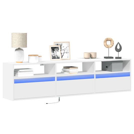 TV-Møbel Hvit TV-benk med LED 180x31x45 cm