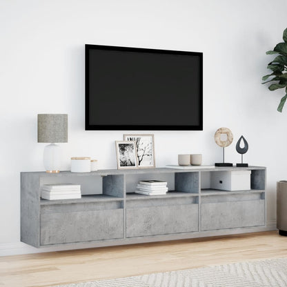 TV-Møbel Betonggrå TV-benk med LED-lys 180x31x45 cm