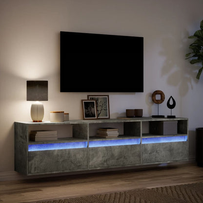 TV-Møbel Betonggrå TV-benk med LED-lys 180x31x45 cm