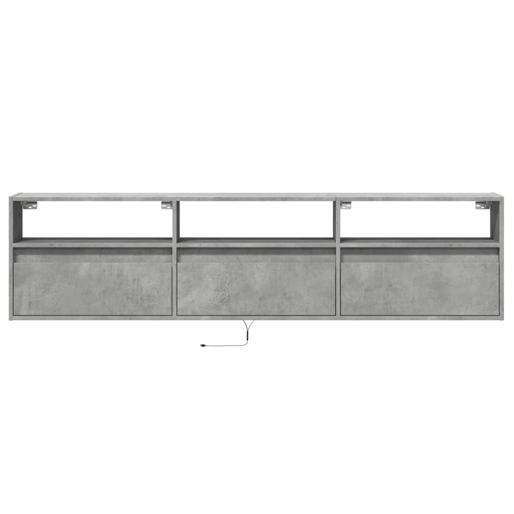 TV-Møbel Betonggrå TV-benk med LED-lys 180x31x45 cm