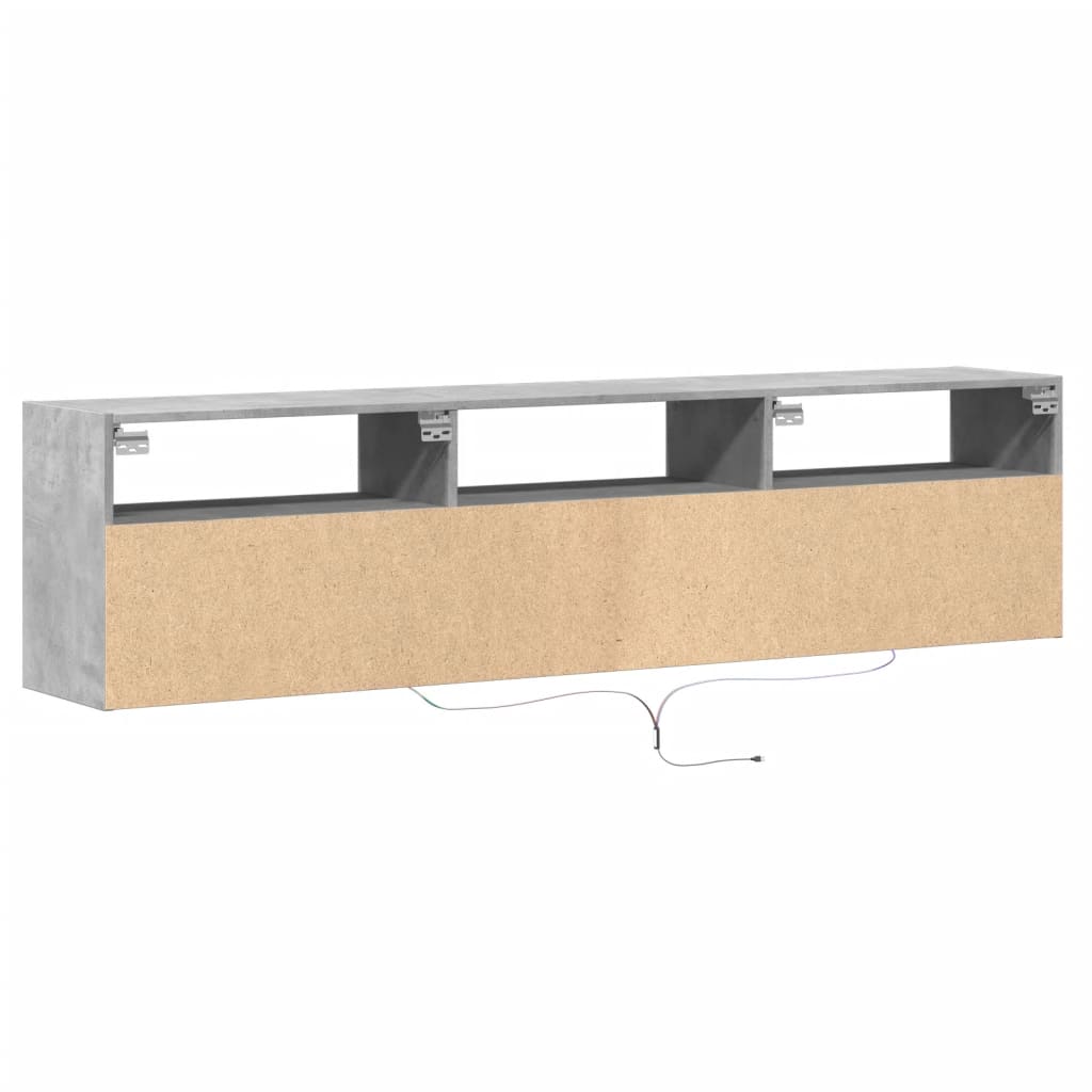 TV-Møbel Betonggrå TV-benk med LED-lys 180x31x45 cm