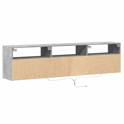 TV-Møbel Betonggrå TV-benk med LED-lys 180x31x45 cm