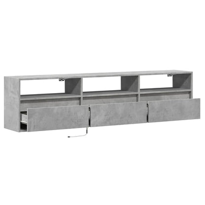 TV-Møbel Betonggrå TV-benk med LED-lys 180x31x45 cm