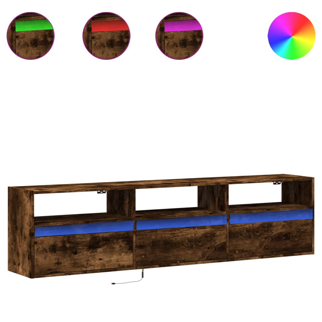 TV-Møbel Røkt EikTV-benk med LED 180x31x45 cm