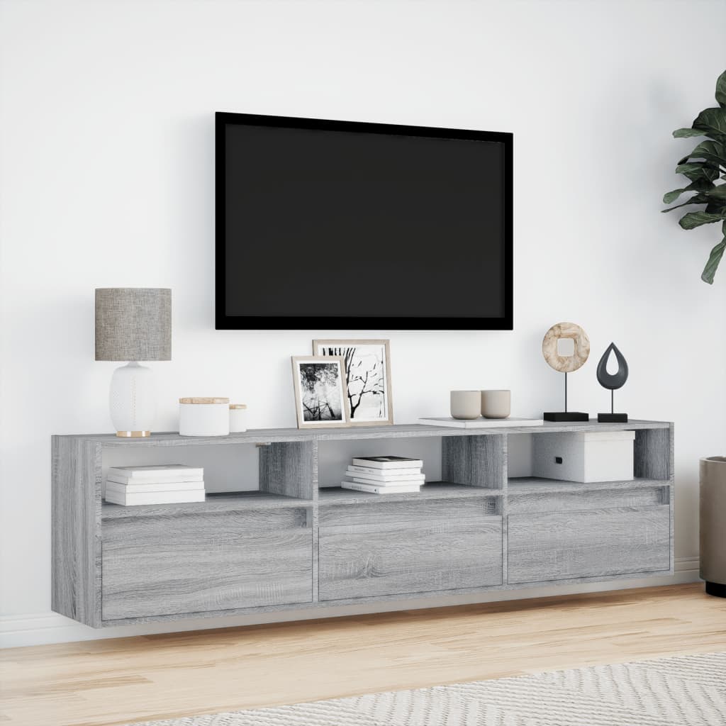 TV-Møbel Sonoma Grå TV-benk med LED 180x31x45 cm