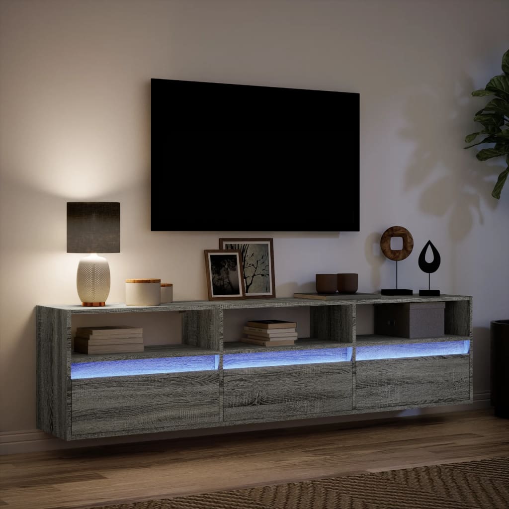 TV-Møbel Sonoma Grå TV-benk med LED 180x31x45 cm