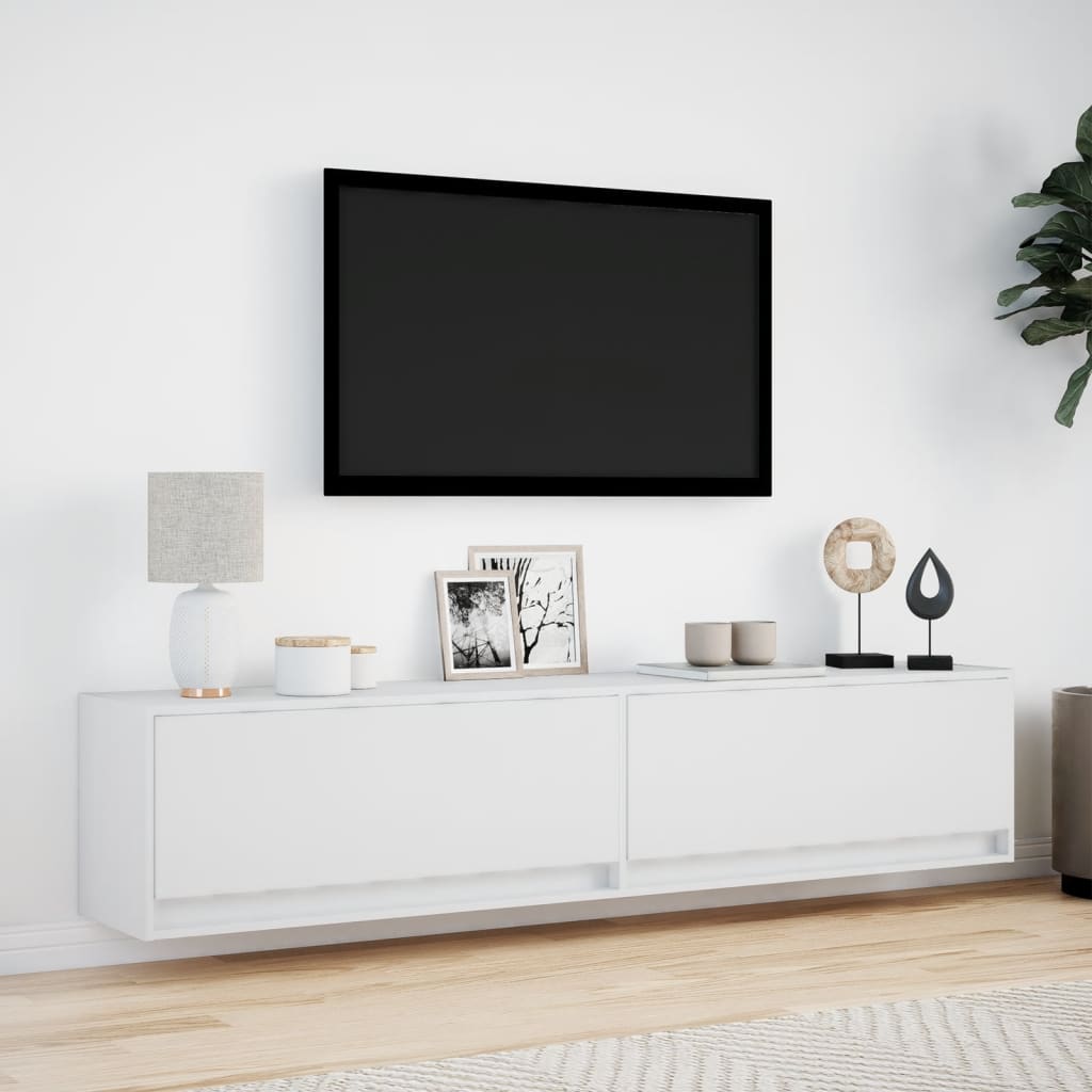 TV-Møbel Hvit TV-benk med LED 180x31x38 cm