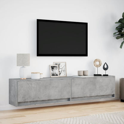 TV-Møbel Betonggrå TV-benk med LED 180x31x38 cm