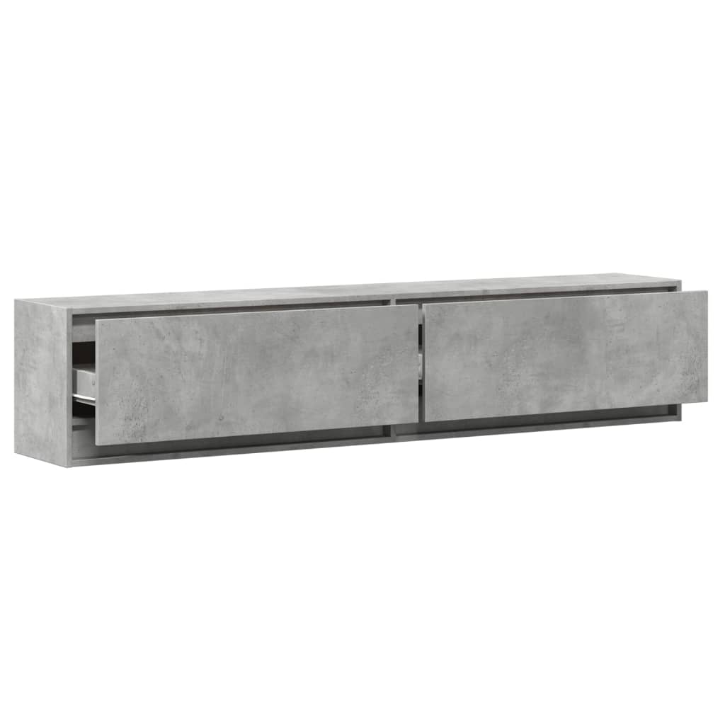 TV-Møbel Betonggrå TV-benk med LED 180x31x38 cm