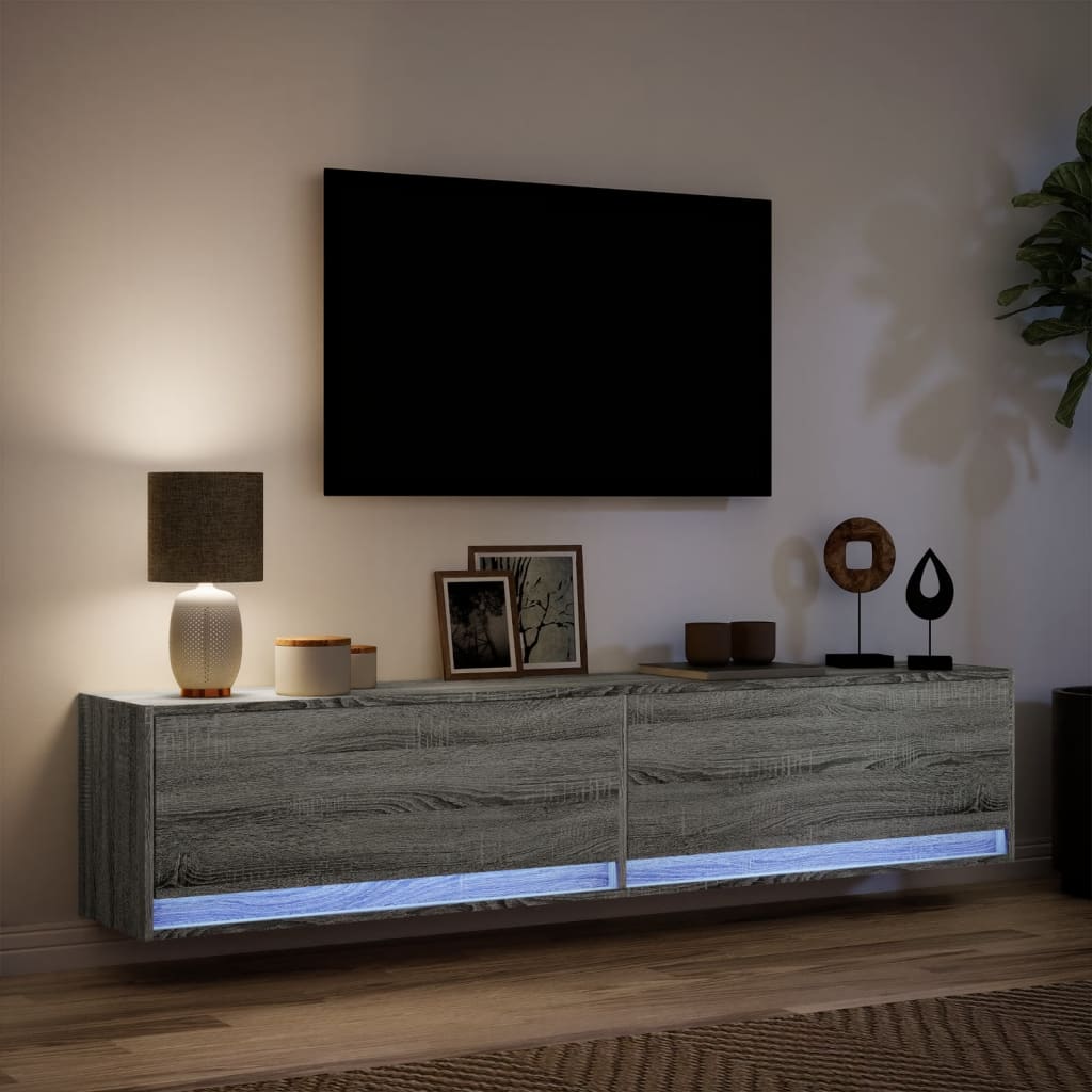 TV-Møbel Sonoma Grå TV-benk med LED 180x31x38 cm