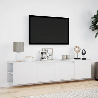 TV-Møbel Hvit TV-benk med LED 180x31x39,5 cm