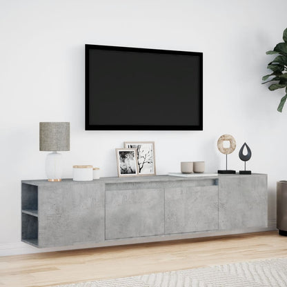 TV-Møbel Betonggrå TV-benk med LED 180x31x39,5 cm