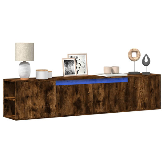 TV-Møbel Røkt EikTV-benk med LED 180x31x39,5 cm