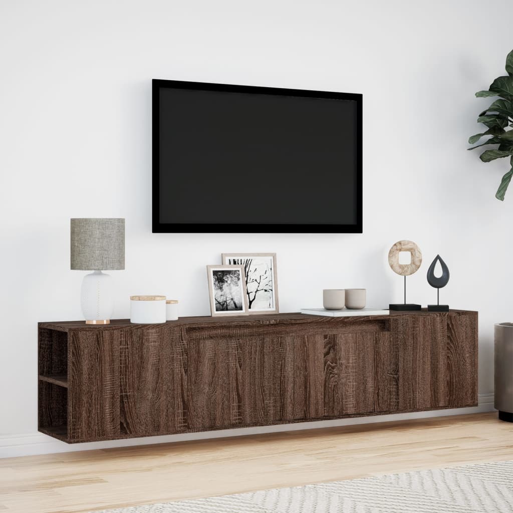 TV-Møbel Brun Eik Tre TV-benk med LED 180x31x39,5 cm