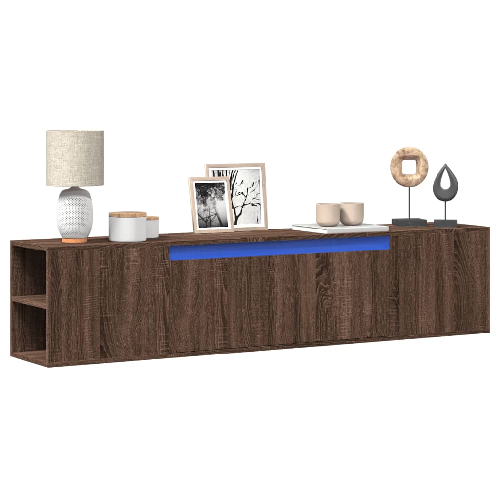 TV-Møbel Brun Eik Tre TV-benk med LED 180x31x39,5 cm