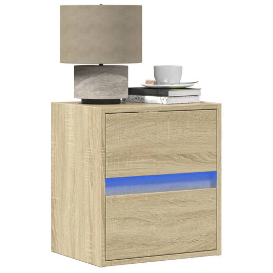 Nattbord Sengbord Sonoma Eik med LED-lys