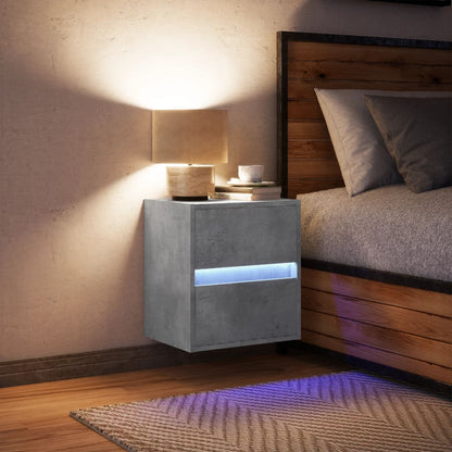 Nattbord Sengbord Betonggrå med LED-lys