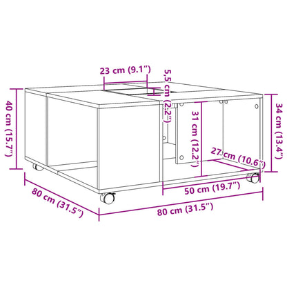 Salongbord Sofabord Røkt Eik 80x80x40 cm