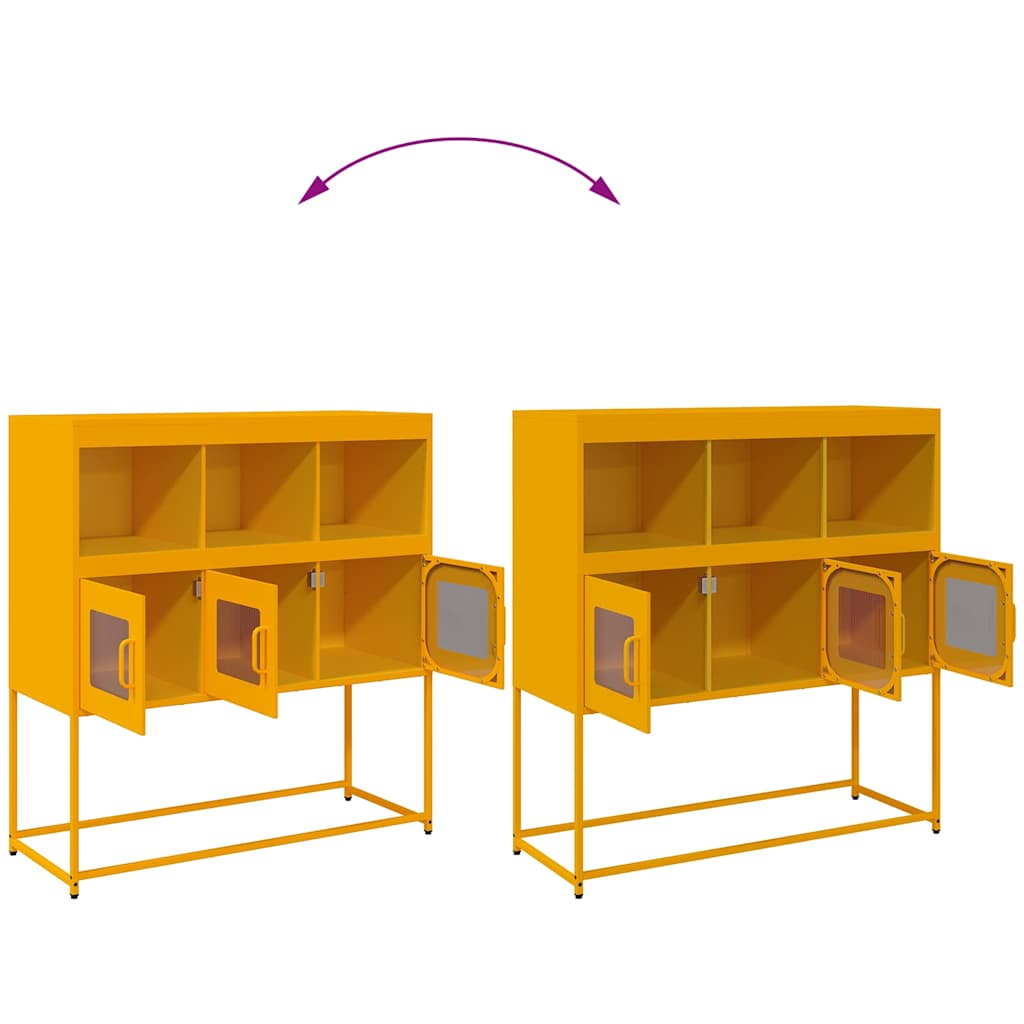 Skjenk DIV. sennepsgul 100,5x39x107 cm kaldvalset stål
