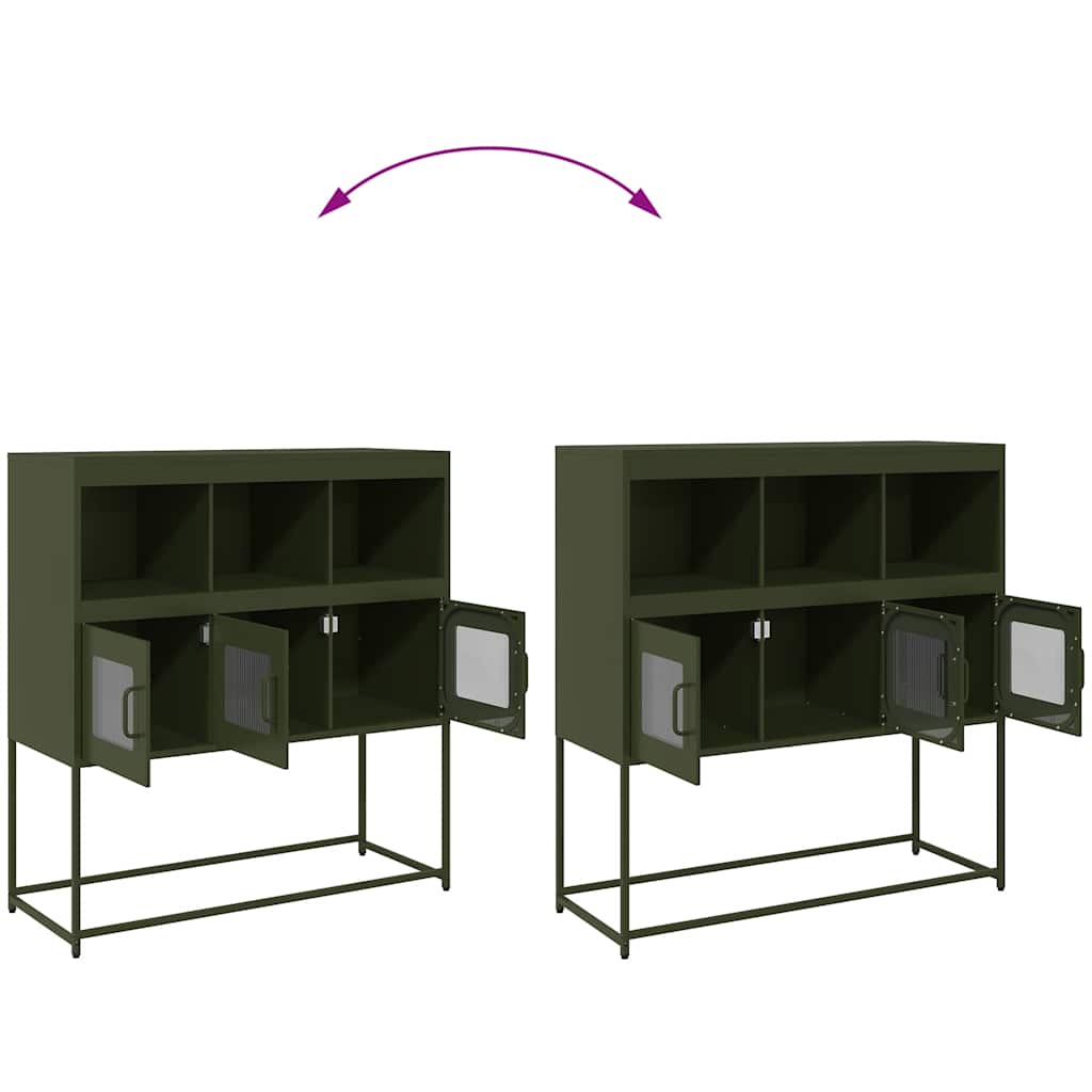 Skjenk DIV. olivengrønn 100,5x39x107 cm kaldvalset stål