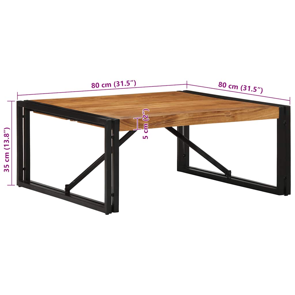 Salongbord Sofabord Tre heltre akasie 80x80x35 cm