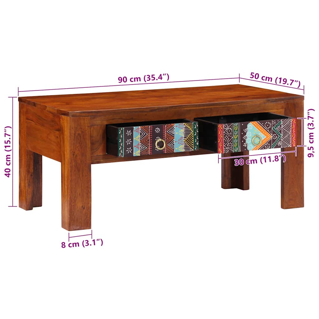 Salongbord Sofabord Tre 90x50x40 cm heltre akasie