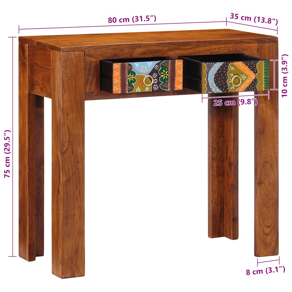 Avlastningsbord Konsollbord Tre 80x35x75 cm heltre akasie