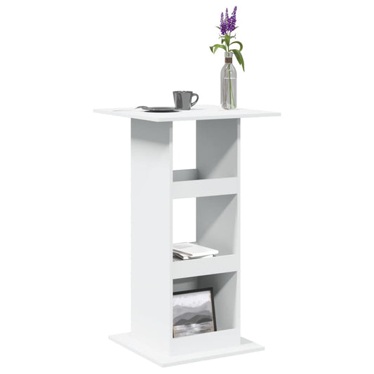 Barbord med oppbevaringsstativ hvit 60x60x102 cm konstruert tre