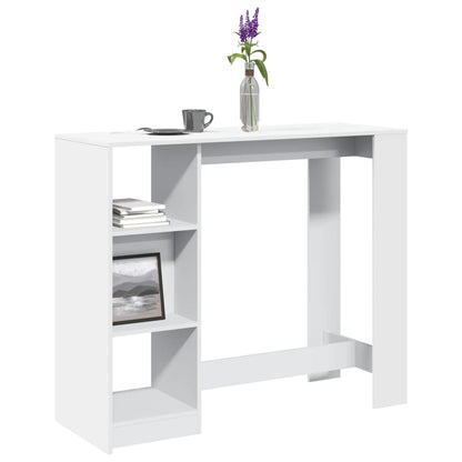 Barbord med hylle hvit 124x46x103,5 cm sponplate