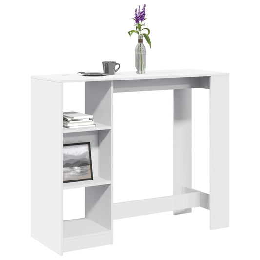 Barbord med hylle hvit 124x46x103,5 cm sponplate