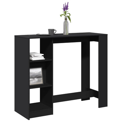 Barbord med hylle svart 124x46x103,5 cm konstruert tre