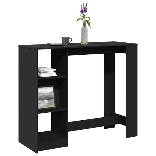 Barbord med hylle svart 124x46x103,5 cm konstruert tre