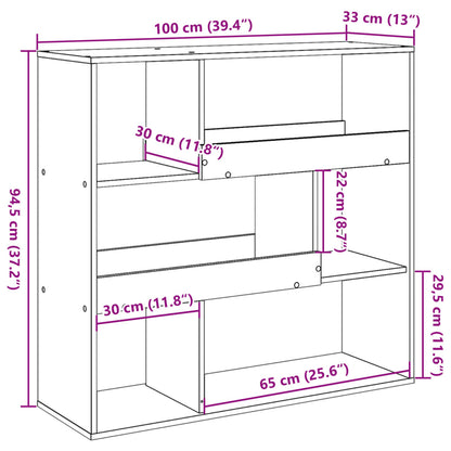 Bokhylle Hvit Romdeler 100x33x94,5 cm